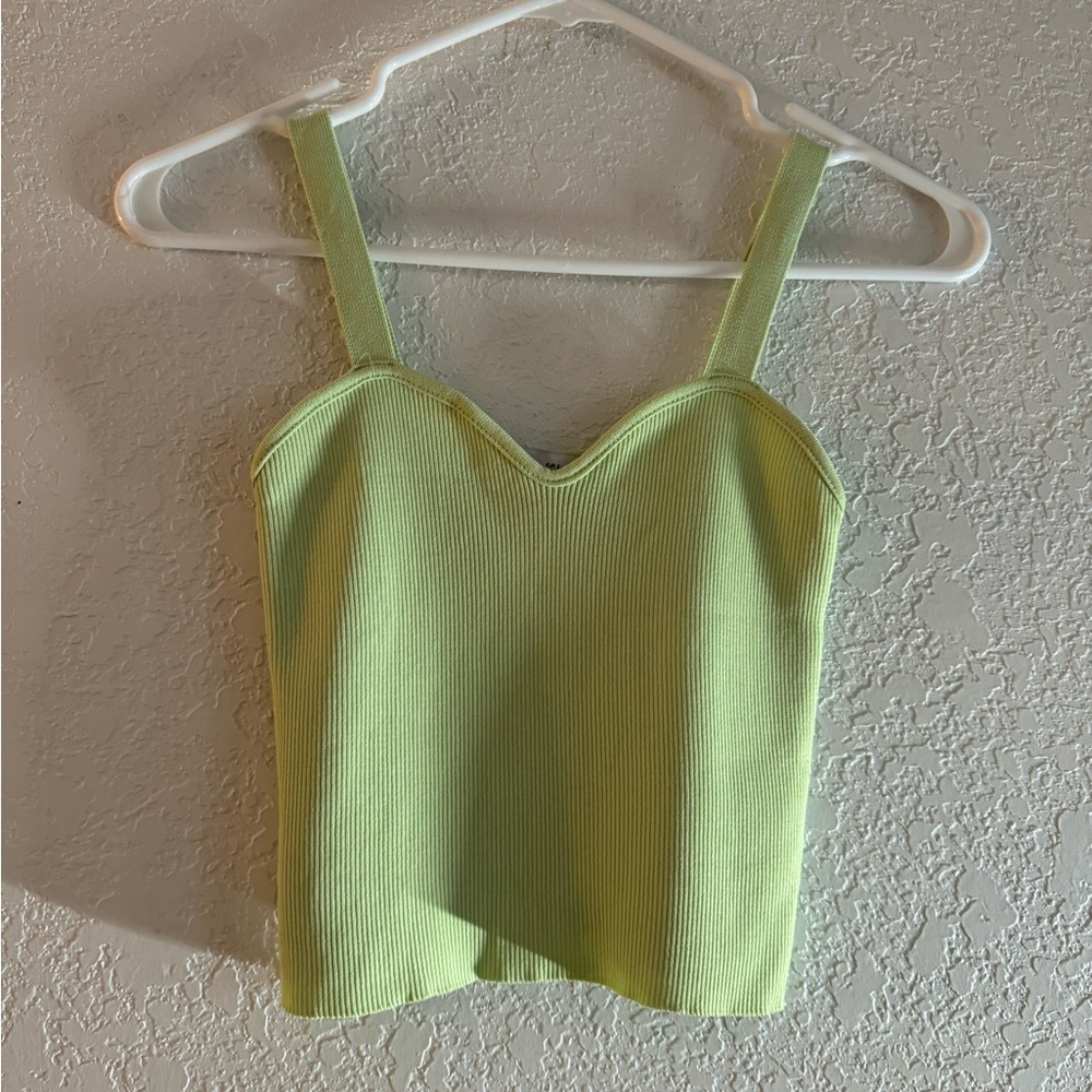 Zara Lime Green Knit Crop Top